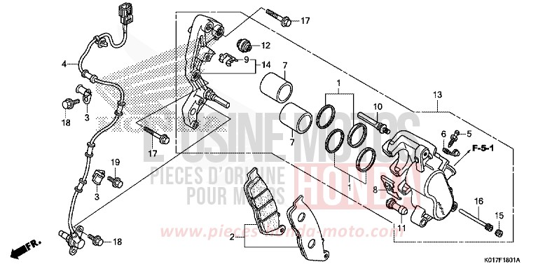 ETRIER DE FREIN AVANT (SH125A,AD/SH150A,AD) de SH125 PEARL SIENA RED (R320) 2013