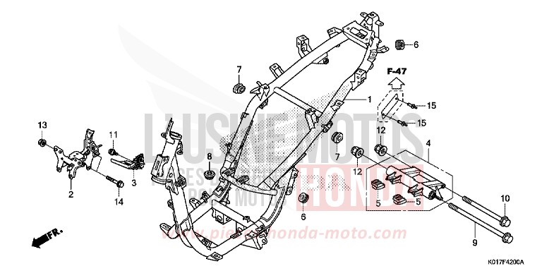 CARROSSERIE DE CHASSIS de SH125 PEARL SIENA RED (R320) 2013