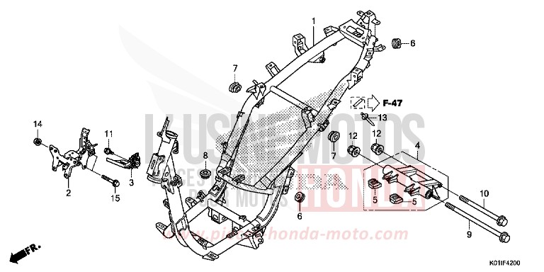 CARROSSERIE DE CHASSIS de SH125 PEARL COOL WHITE (NHA16) 2014