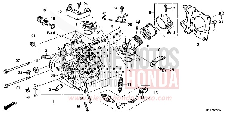 CULASSE de SH125 PEARL SIENA RED (R320) de 2014