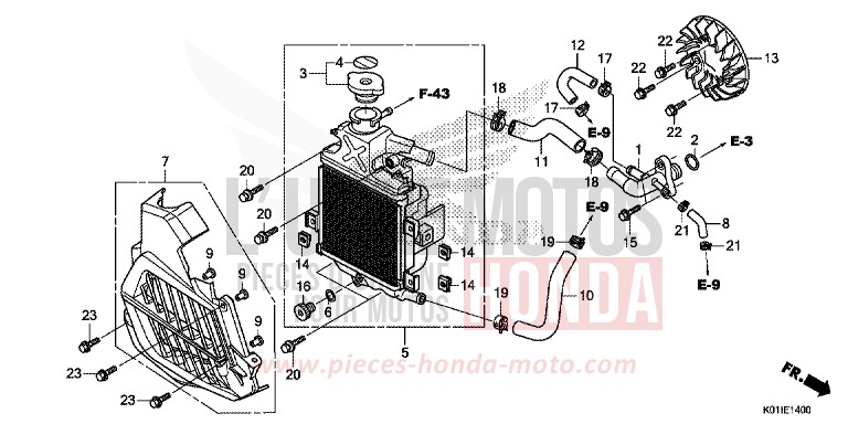 RADIATEUR de SH125 PEARL SIENA RED (R320) de 2014