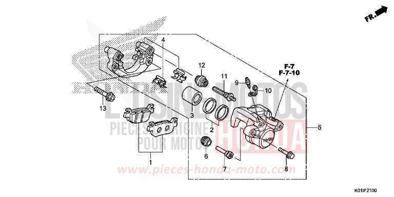 ETRIER DE FREIN ARRIERE de SH125 PEARL SIENA RED (R320) de 2014