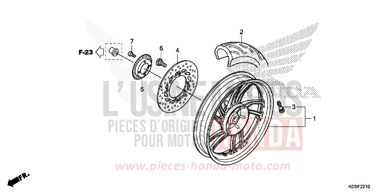 ROUE ARRIERE de SH125 PEARL SIENA RED (R320) de 2014