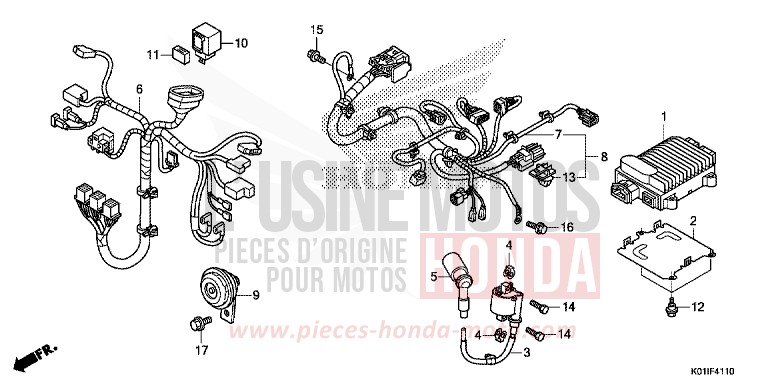 FAISCEAU SECONDAIRE/BOBINE D'ALLUMAGE de SH125 PEARL COOL WHITE (NHA16) 2014