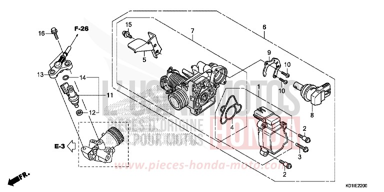 CORPS DE PAPILLON/INJECTEUR DE CARBURANT de SH125 PEARL SIENA RED (R320) 2014