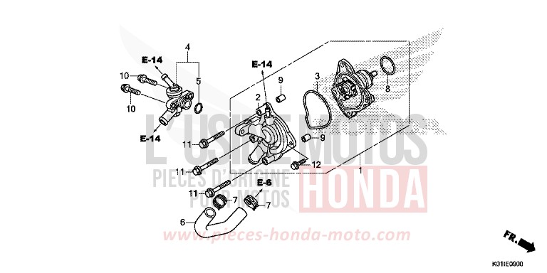 POMPE A EAU de SH125 PEARL SIENA RED (R320) de 2014