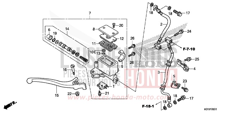 MAITRE-CYLINDRE DE FREIN AVANT CYLINDRE (ABS) de SH125 PEARL SIENA RED (R320) de 2014