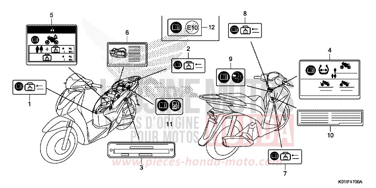 ETIQUETTE DE PRECAUTIONS de SH125 PEARL SIENA RED (R320) de 2014