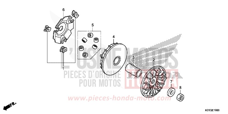 COTE SECONDAIRE de SH125 M00NDUST SILVER METALLIC (NHB29) de 2016