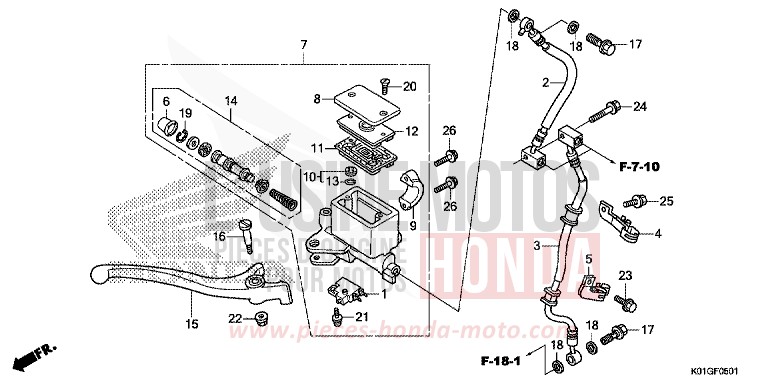 MAITRE-CYLINDRE DE FREIN AVANT CYLINDRE (ABS) de SH125 M00NDUST SILVER METALLIC (NHB29) de 2016