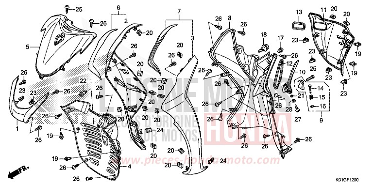 GAINE DE PROTECTION AVANT de SH125 M00NDUST SILVER METALLIC (NHB29) de 2016