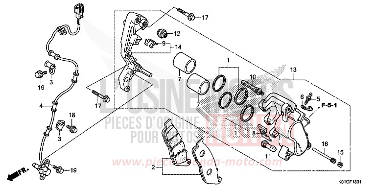 ETRIER DE FREIN AVANT (ABS) de SH125 M00NDUST SILVER METALLIC (NHB29) de 2016