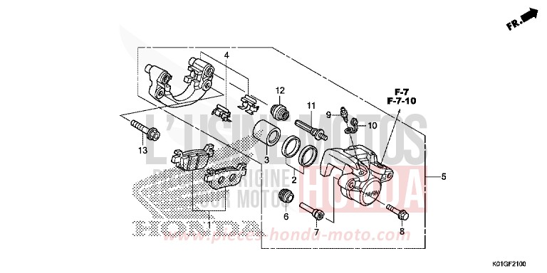 ETRIER DE FREIN ARRIERE de SH125 M00NDUST SILVER METALLIC (NHB29) de 2016