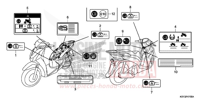 ETIQUETTE DE PRECAUTIONS de SH125 M00NDUST SILVER METALLIC (NHB29) de 2016
