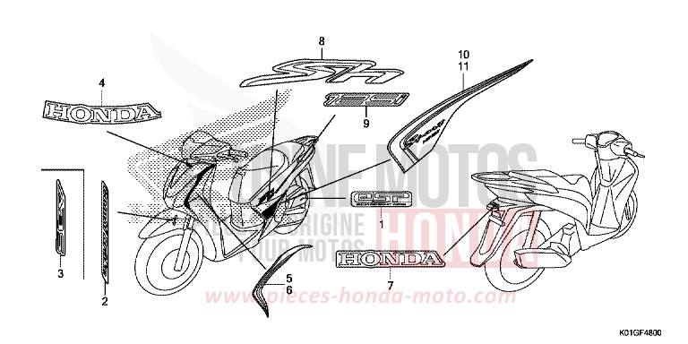 MARQUE/RAYURE de SH125 M00NDUST SILVER METALLIC (NHB29) de 2016