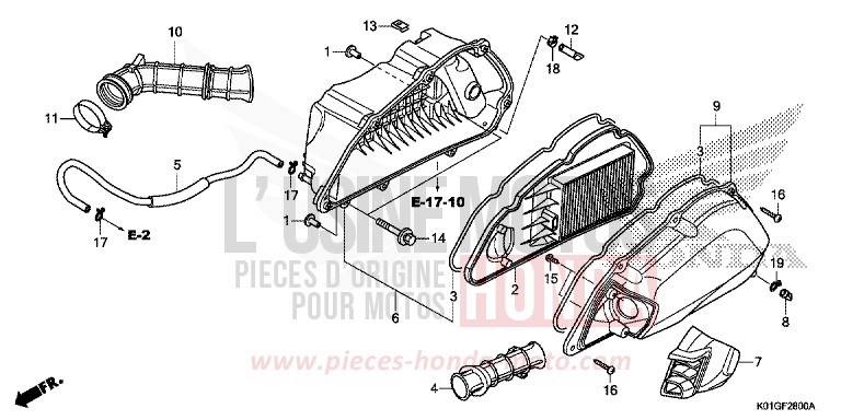 FILTRE A AIR de SH125 PEARL COOL WHITE (NHA16) 2016