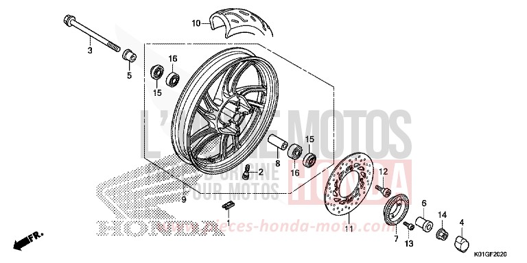 ROUE AVANT de SH125 PEARL SIENA RED (R320) 2016
