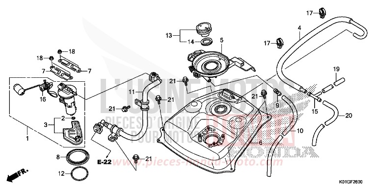 RESERVOIR A CARBURANT de SH125 PEARL SIENA RED (R320) 2016