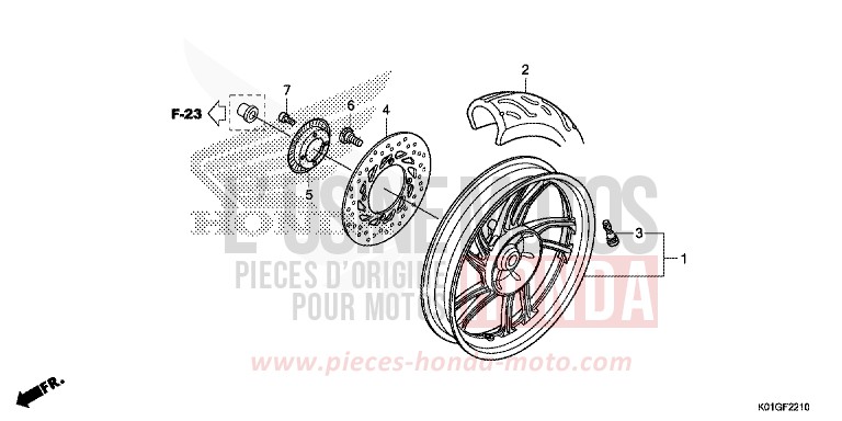 ROUE ARRIERE de SH125 PEARL SIENA RED (R320) 2016