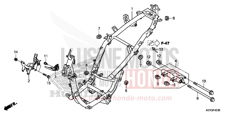 CARROSSERIE DE CHASSIS de SH125 PEARL SIENA RED (R320) 2016