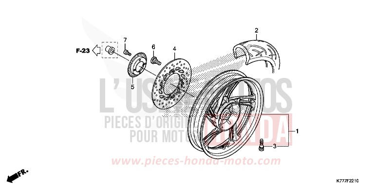 ROUE ARRIERE de SH125 PEARL SPLENDOR RED (R369) 2017