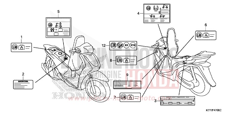 ETIQUETTE DE PRECAUTIONS de SH125 PEARL SPLENDOR RED (R369) 2017