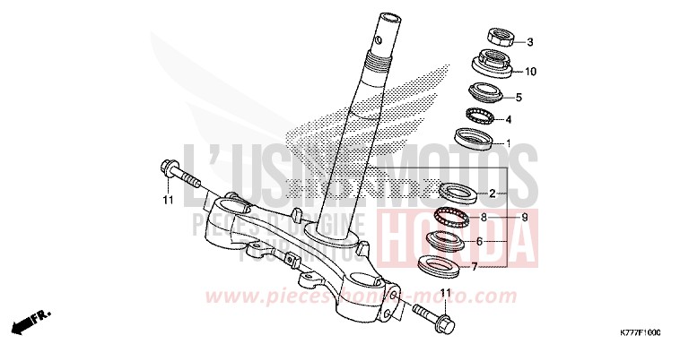 TIGE DE DIRECTION de SH125 PEARL SPLENDOR RED (R369) de 2017