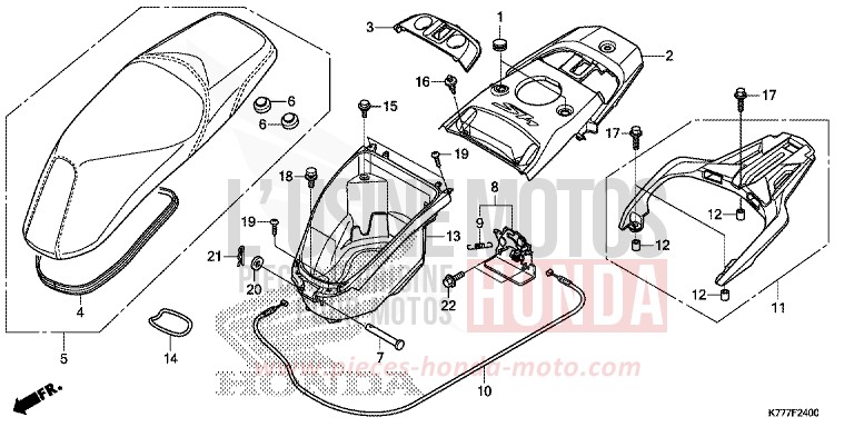 SIEGE/COMPARTIMENT A BAGAGES de SH125 MAT CYNOS GRAY METALLIC (NH312) de 2019