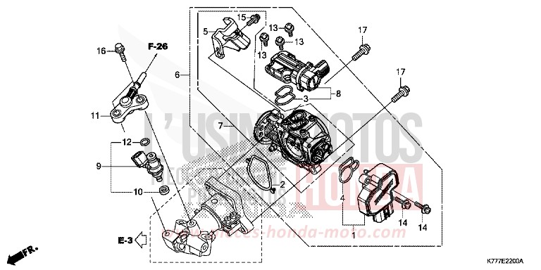 CORPS DE PAPILLON/INJECTEUR DE CARBURANT de SH125 PEARL SPLENDOR RED (R369) 2019