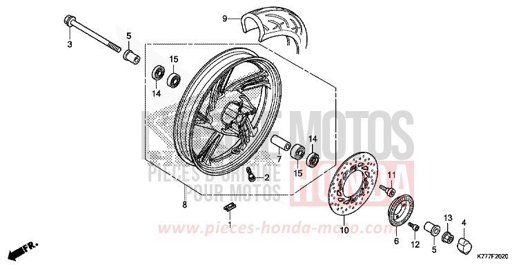 ROUE AVANT de SH125 PEARL SPLENDOR RED (R369) 2019