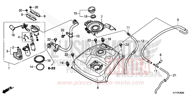 RESERVOIR A CARBURANT de SH125 PEARL SPLENDOR RED (R369) 2019