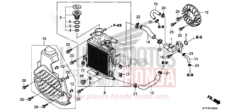 RADIATEUR de SH125 MAT CYNOS GRAY METALLIC (NH312) de 2019
