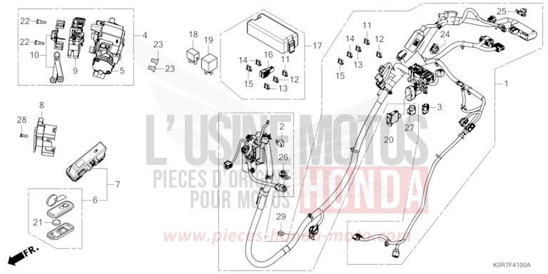 FAISCEAU DES FILS de SH125 PEARL SPLENDOR RED (R369) 2020