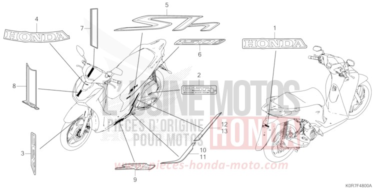 MARQUE/RAYURE de SH125 PEARL SPLENDOR RED (R369) 2020