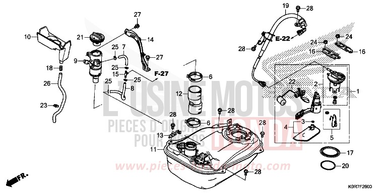 RESERVOIR A CARBURANT de SH125 PEARL SPLENDOR RED (R369) 2020