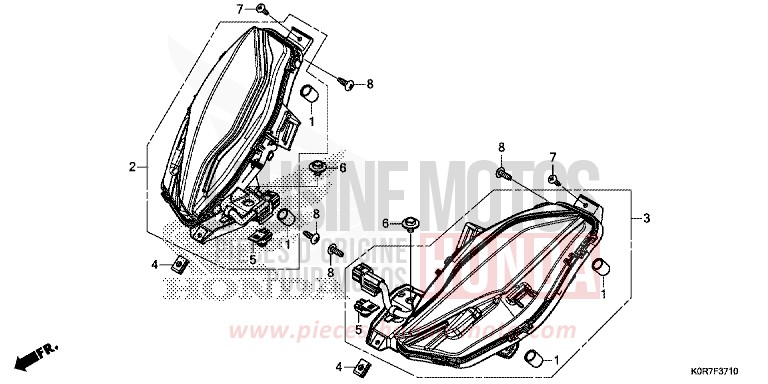 CLIGNOTANT AVANT de SH125 PEARL SPLENDOR RED (R369) 2022