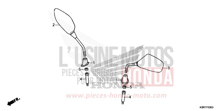 MIROIR de SH125 PEARL SPLENDOR RED (R369) 2022