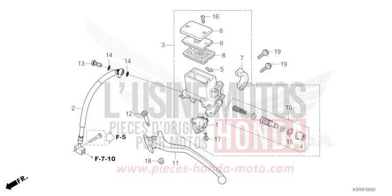 MAÎTRE-CYLINDRE DE FREIN ARRIÈRE de SH125 MAT PEARL COOL WHITE (NHB44) 2023
