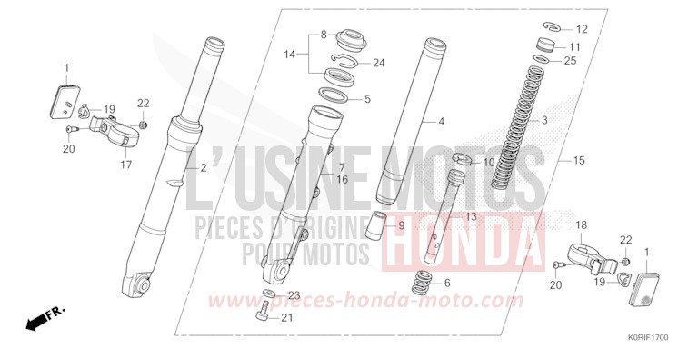 FOURCHETTE AVANT de SH125 MAT PEARL COOL WHITE (NHB44) 2023