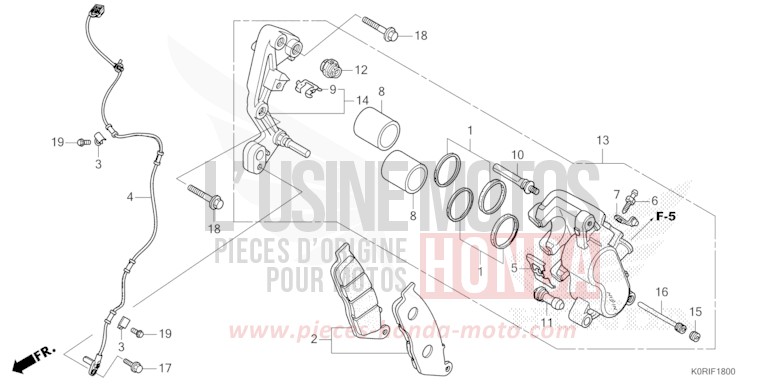 ETRIER DE FREIN AVANT de SH125 PEARL FALCON GRAY (NHC61) 2023