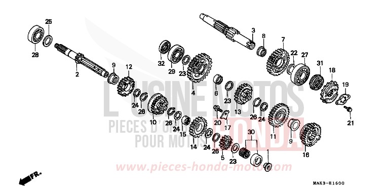 BOITE DE VITESSES de FX650 PEARL CROCUS YELLOW (Y164) de 2000