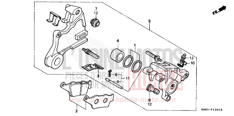 ETRIER DE FREIN ARRIERE de FX650 PEARL CROCUS YELLOW (Y164) de 2000