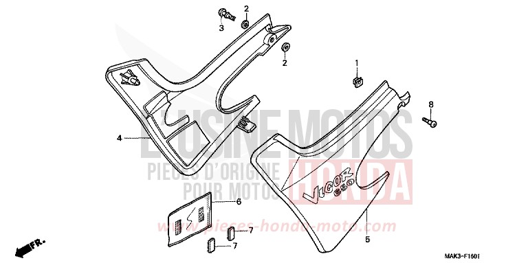 COUVERCLE LATERAL (2) de FX650 PEARL CROCUS YELLOW (Y164) 2000