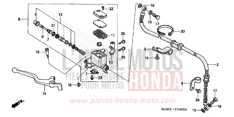 MAITRE-CYLINDRE FREIN AV. de FX650 PRIME BLUE METALLIC (PB294) de 2000