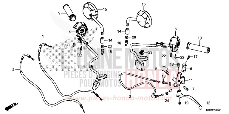 LEVIER DE GUIDON/COMMUTATEUR/CABLE/MIROIR de REBEL MAT GUNPOWDER BLACK METALLIC (NH436) 2023