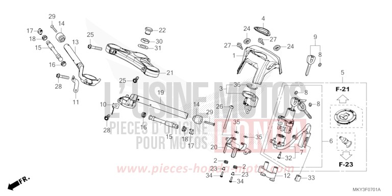 TUYAU DE GUIDON/PONT SUPERIEUR (CBR650RA) de CBR650R GRAND PRIX RED (R380) 2023