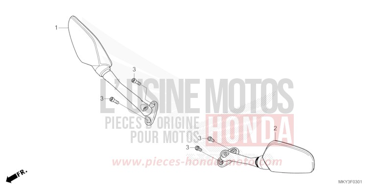 MIROIR (CBR650RA) de CBR650R GRAND PRIX RED (R380) 2023