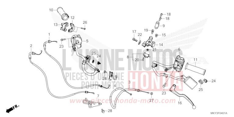 LEVIER DE GUIDON/COMMUTATEUR/CABLE (CBR650RA) de CBR650R GRAND PRIX RED (R380) 2023