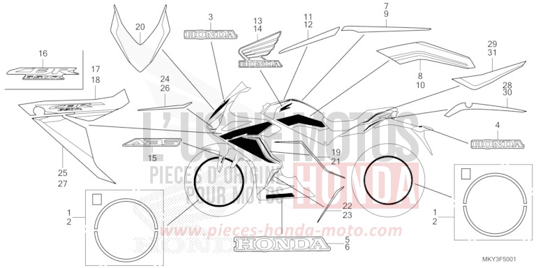 MARQUE (CBR650RA) de CBR650R GRAND PRIX RED (R380) 2023