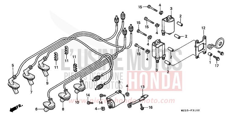 BOBINE D'ALLUMAGE de VALKYRIE NOIR (NH1) de 1997